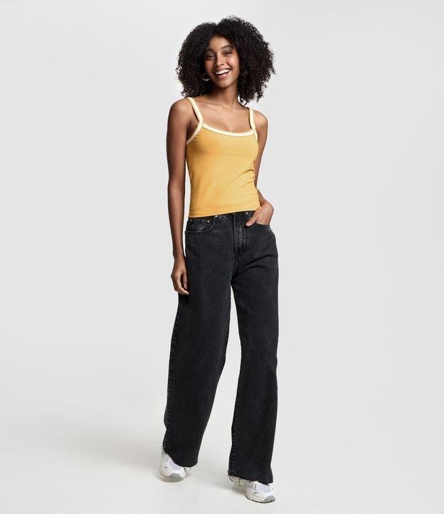 Blusa Regata em Algodão com Viés Contrastante - 1