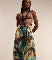 Saia New Midi em Viscose com Amarração na Cintura e Estampa Abstrata - 1