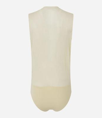 Body com Decote V Transpassado e Pregas nos Ombros