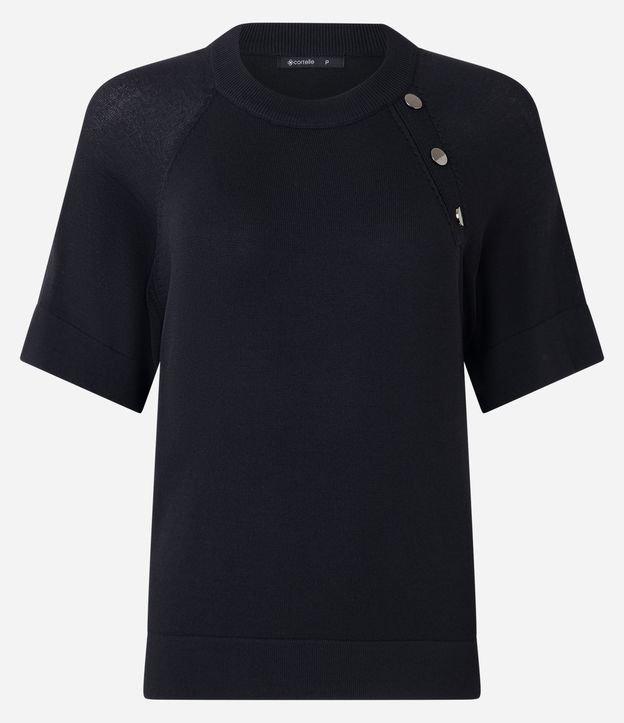 Blusa em Tricô com Cava Raglan e Botões no Ombro - 1