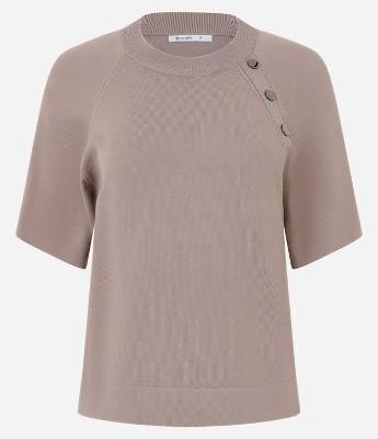 Blusa em Tricô com Cava Raglan e Botões no Ombro