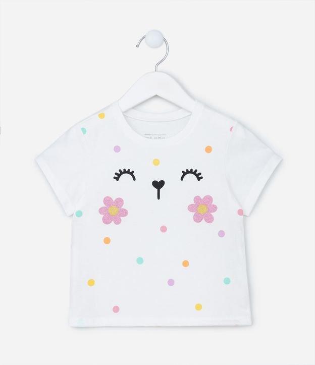 Blusa Infantil em Algodão com Estampa Carinha e Florzinhas - Tam 1 a 5 Anos - 1