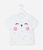 Blusa Infantil em Algodão com Estampa Carinha e Florzinhas - Tam 1 a 5 Anos - 1