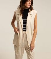 Colete Longo Alfaiatado em Sarja com Amarração - 1