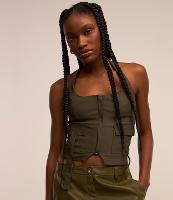 Colete Frente Única em Bengaline com Bolsos Cargo - 1