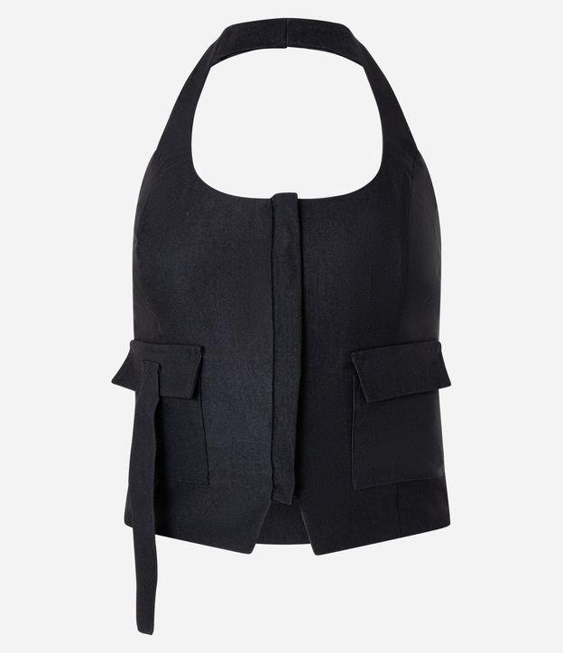 Colete Frente Única em Bengaline com Bolsos Cargo - 1