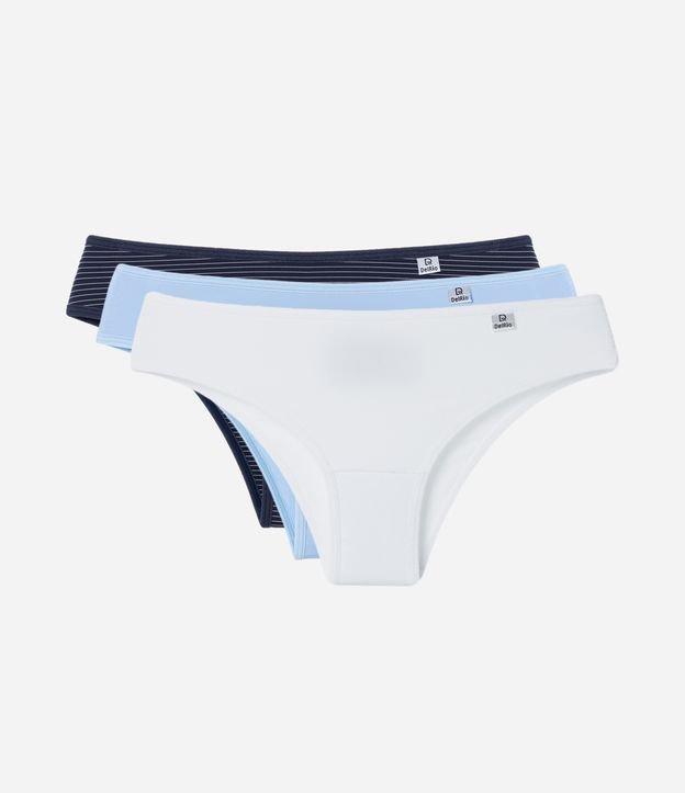 Kit 03 Calcinhas Biquíni em Microfibra com Estampa de Listras DelRio - 2