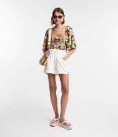 Short Baggy Cintura Alta em Sarja com Elástico no Cós - 2