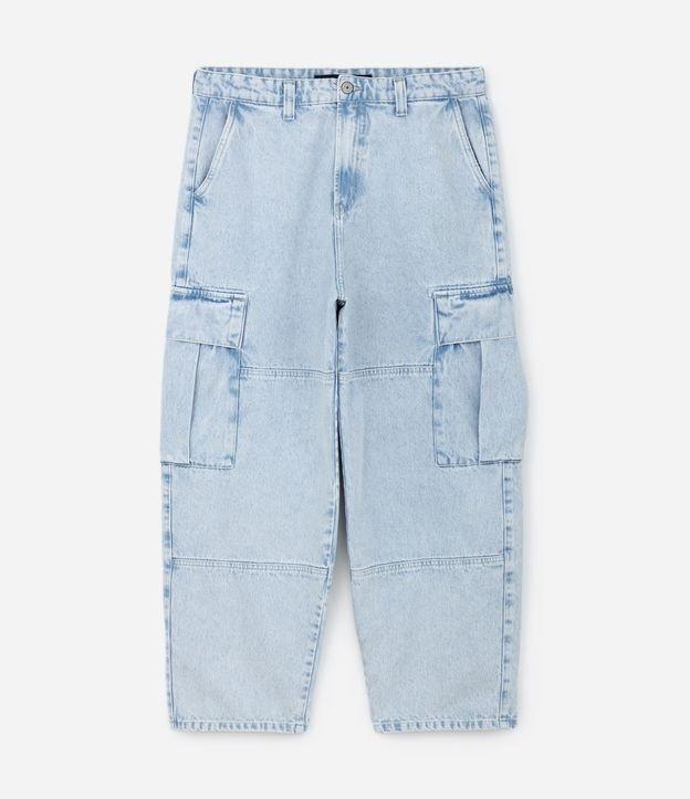 Calça Skater em Jeans com Bolsos Cargo - 1