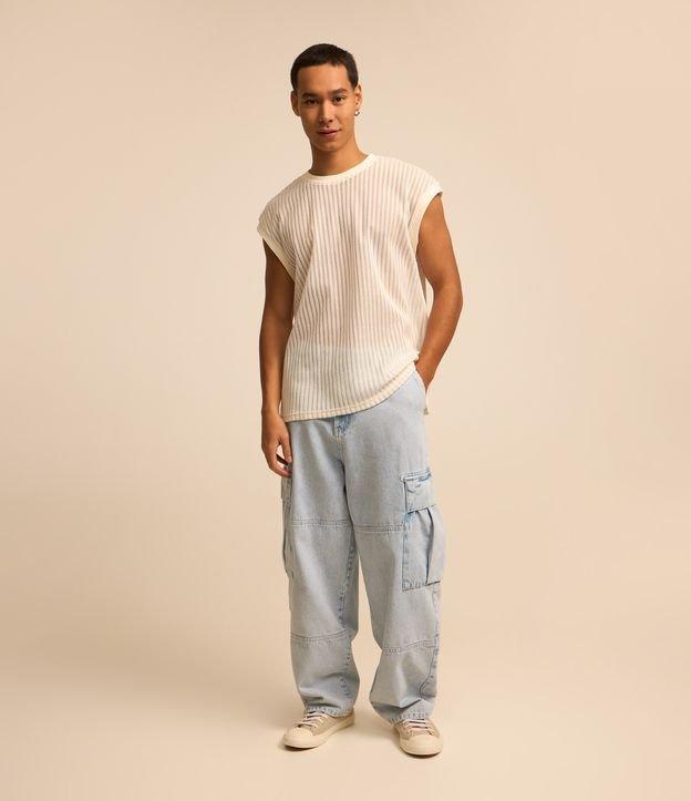 Calça Skater em Jeans com Bolsos Cargo - 2