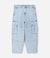 Calça Skater em Jeans com Bolsos Cargo - 1