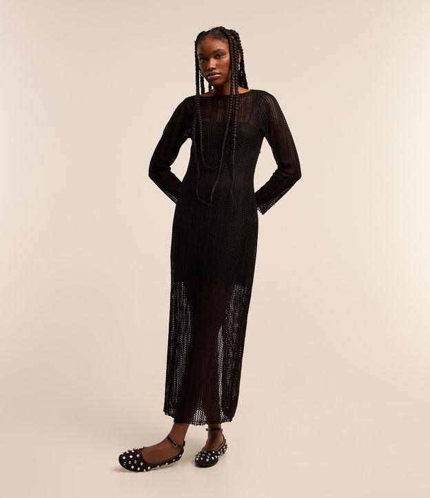 Vestido Midi em Tricô com Forrinho e Texturas - 1