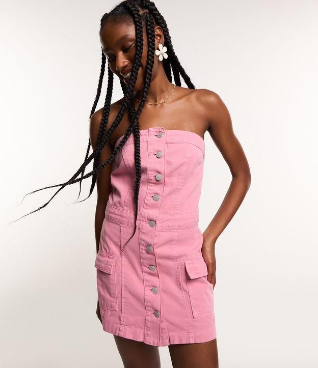 Vestido Tomara que Caia Jeans com Abotoamento Frontal e Bolsos - 1