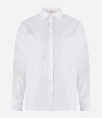 Camisa Alongada em Tricoline com Abotoamento