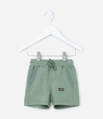 Bermuda Infantil em Modal com Bolsinhos - Tam  0 a 18 meses