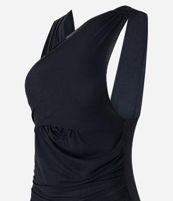 Body em Tule com Detalhe Drapeado e Transpasse