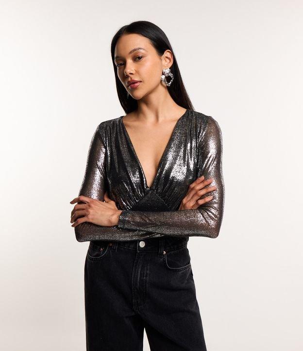 Body Metalizado com Transparência e Franzidos - 2