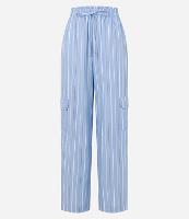 Calça Reta em Tricoline com Bolsos Laterais e Estampa Listras - 1