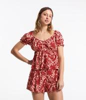 Blusa Ombro a Ombro em Viscolinho com Estampa Tropical - 1