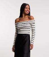 Blusa em Ribana com Decote Ombro a Ombro e Pala Virada - 1