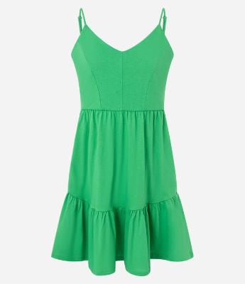 Vestido Curto em Algodão com Recorte e Alcinhas Finas