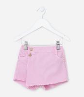 Short Saia Infantil em Sarja com Botões Coração e Barra Desfiada - Tam 1 a 5 Anos - 1