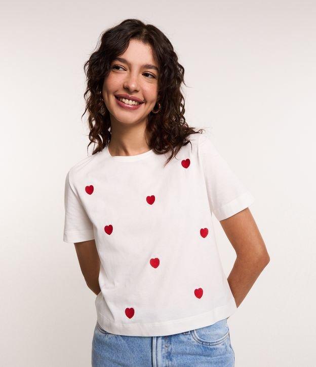 Blusa T-shirt em Algodão com Bordado de Coração - 1