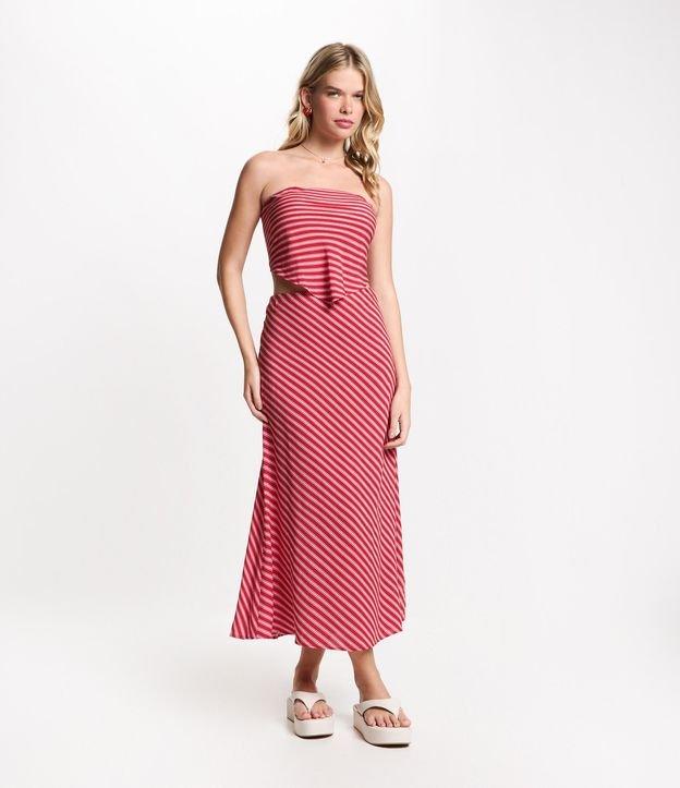 Blusa Cropped em Viscose com Listras em Fio Tinto e Lastex nas Costas - 1