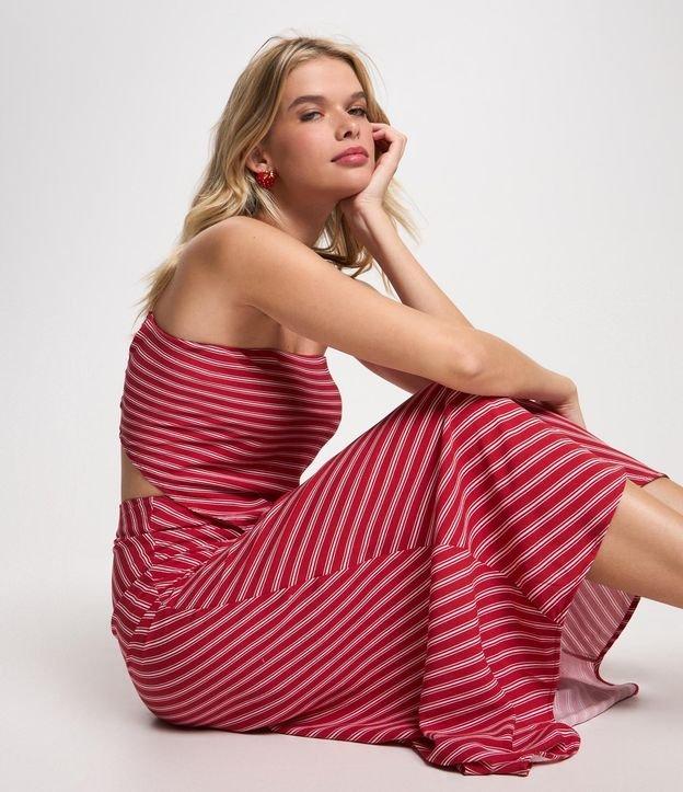 Blusa Cropped em Viscose com Listras em Fio Tinto e Lastex nas Costas - 2