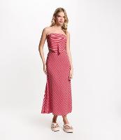 Blusa Cropped em Viscose com Listras em Fio Tinto e Lastex nas Costas - 1