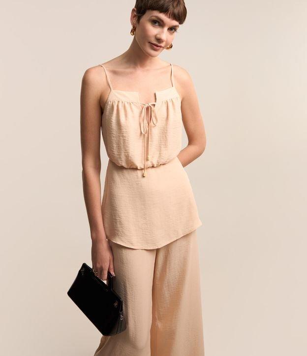 Macacão Reto em Viscose com Camada Sobreposta na Cintura - 1