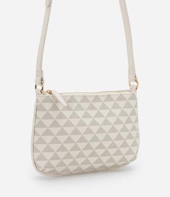 Bolsa Transversal Pequena com Estampa de Triângulos