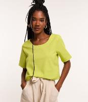 Blusa T-shirt em Viscose com Linho e Manga Curta - 2