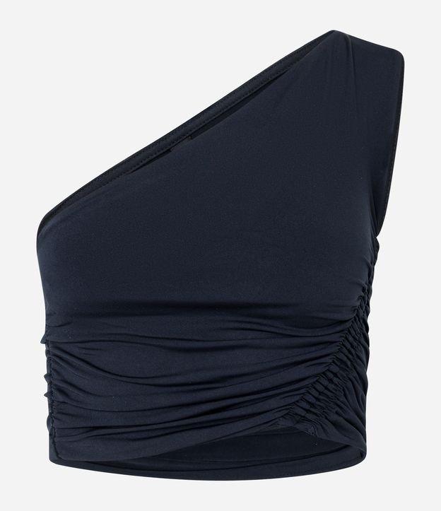 Blusa Cropped em Jersey com Ombro Só e Franzido - 2