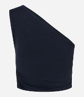 Blusa Cropped em Jersey com Ombro Só e Franzido - 1