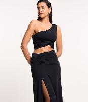 Blusa Cropped em Jersey com Ombro Só e Franzido - 3