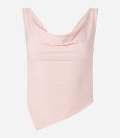 Blusa Cropped em Malha com Decote Degagê e Barra Assimétrica - 1