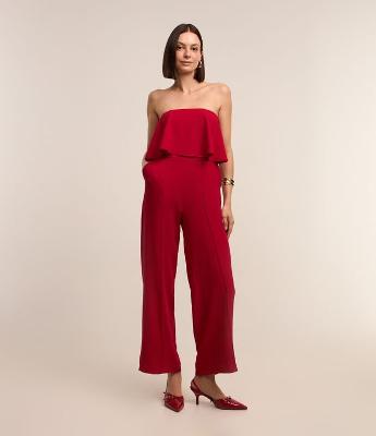 Macacão Alfaiatado Tomara que Caia com Zíper nas Costas