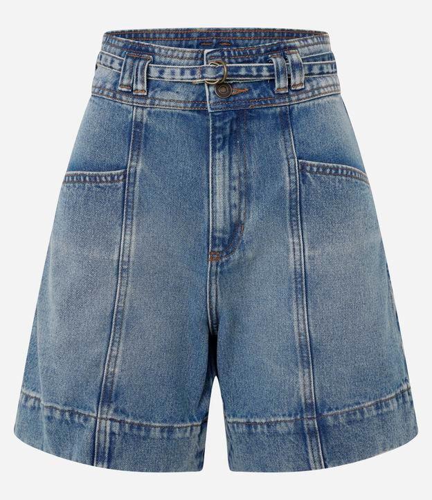 Short Regular Cintura Alta em Jeans com Cinto de Tecido - 1