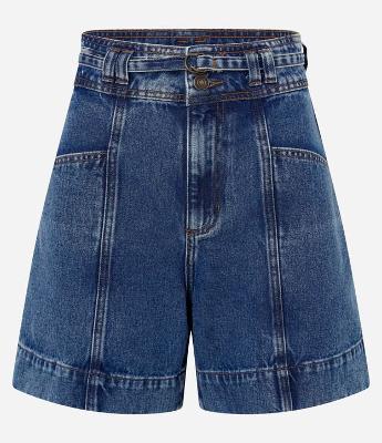 Short Regular Cintura Alta em Jeans com Cinto de Tecido