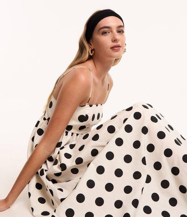 Vestido New Midi em Tricoline Poá com Lastex nas Costas - 1