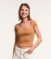 Blusa Cropped em Algodão com Decote Quadrado - 1