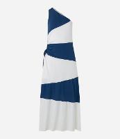 Vestido New Midi em Algodão com Ombro Só e Blocos de Cor - 1