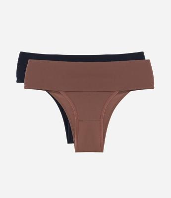 Kit 02 Calcinhas Biquíni em Microfibra com Cós Largo