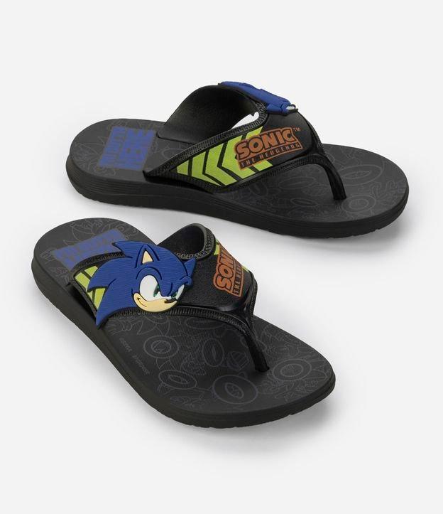 Chinelo Infantil com Tiras Largas e Estampa do Sonic - Tam 23 ao 34 - 1