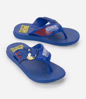Chinelo Infantil com Tiras Largas e Estampa do Sonic - Tam 23 ao 34