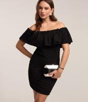 Vestido Ombro a Ombro com Babado e Texturas - 1