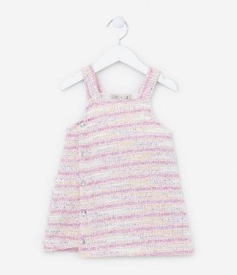 Vestido Infantil em Tweed Transpassado - Tam 1 a 5 Anos
