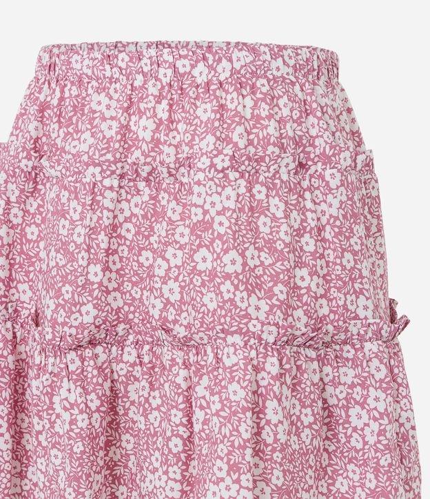 Saia Curta em Viscose com Babadinho e Estampa Floral Liberty - 1