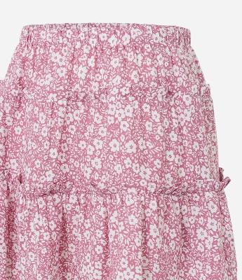 Saia Curta em Viscose com Babadinho e Estampa Floral Liberty